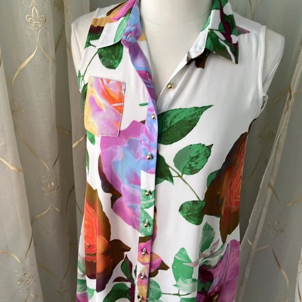 Calvin Klein Sleeveless Floral Dress - Picture 2 of 5